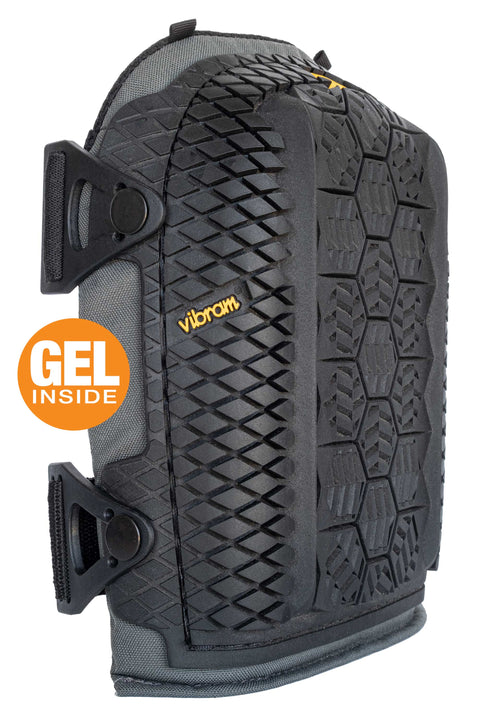 STABILIZER Knee Pad with VIBRAM® RUBBER CAP KEEPS YOU LEVEL ON THE ROOF AND ANY UNEVEN WORK SURFACE