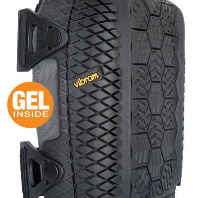 STABILIZER Knee Pad with VIBRAM® RUBBER CAP KEEPS YOU LEVEL ON THE ROOF AND ANY UNEVEN WORK SURFACE